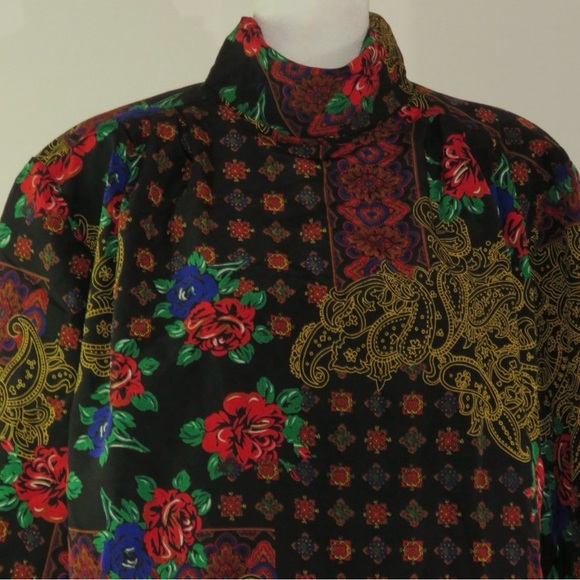 SK & Co Long Sleeve Pullover Turtleneck Button Back Paisley & Floral Top Size 12 - Picture 4 of 5